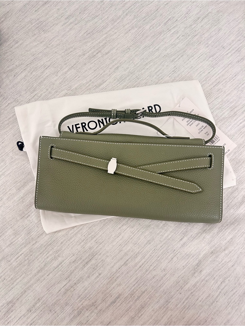 VERONICA BEARD DASH CLUTCH STONE ARMY